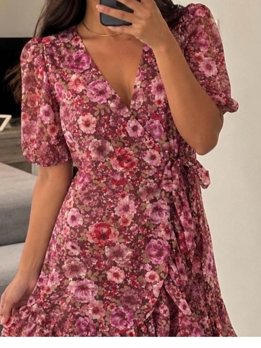 Mi ami for Francesca's Floral Wrap Dress